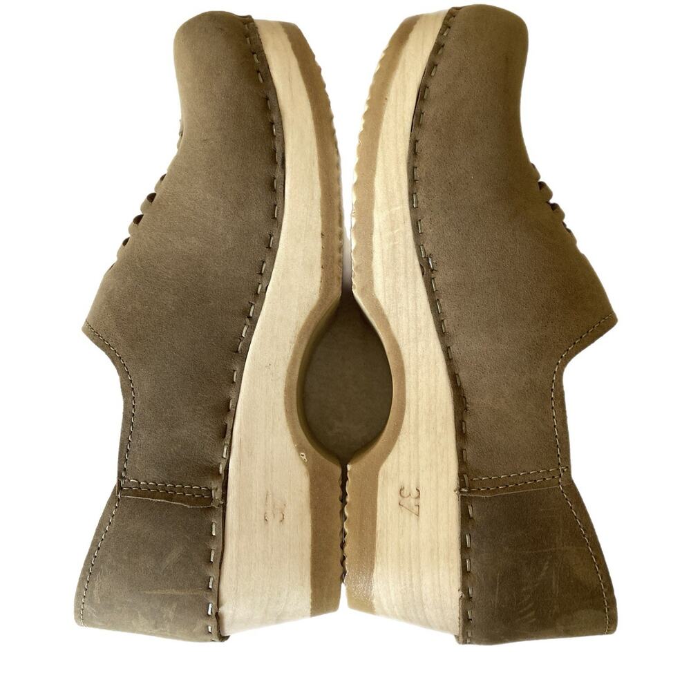 Sven Clogs Swedish Wooden Brown Leather Nubuck Size 37 - Picture 6 of 9